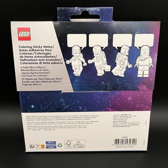 Lego Coloring Sticky Notes Space Theme 4 Pads NEW - Picture 2 of 2